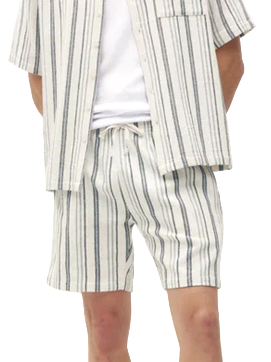 Textured Stripe Shorts - Grey