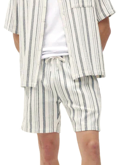 Textured Stripe Shorts - Grey