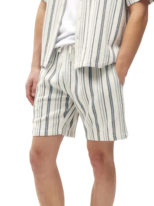 Textured Stripe Shorts - Grey