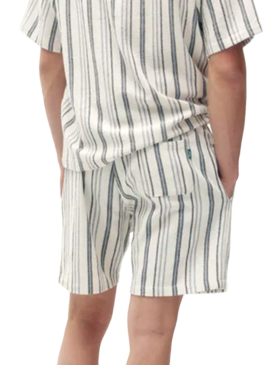 Textured Stripe Shorts - Grey