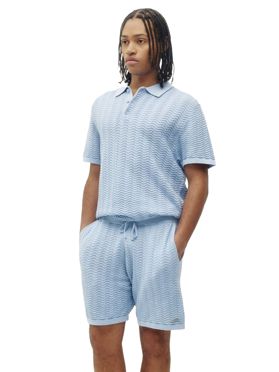 Wave Knit Polo - Rain-Washed Blue
