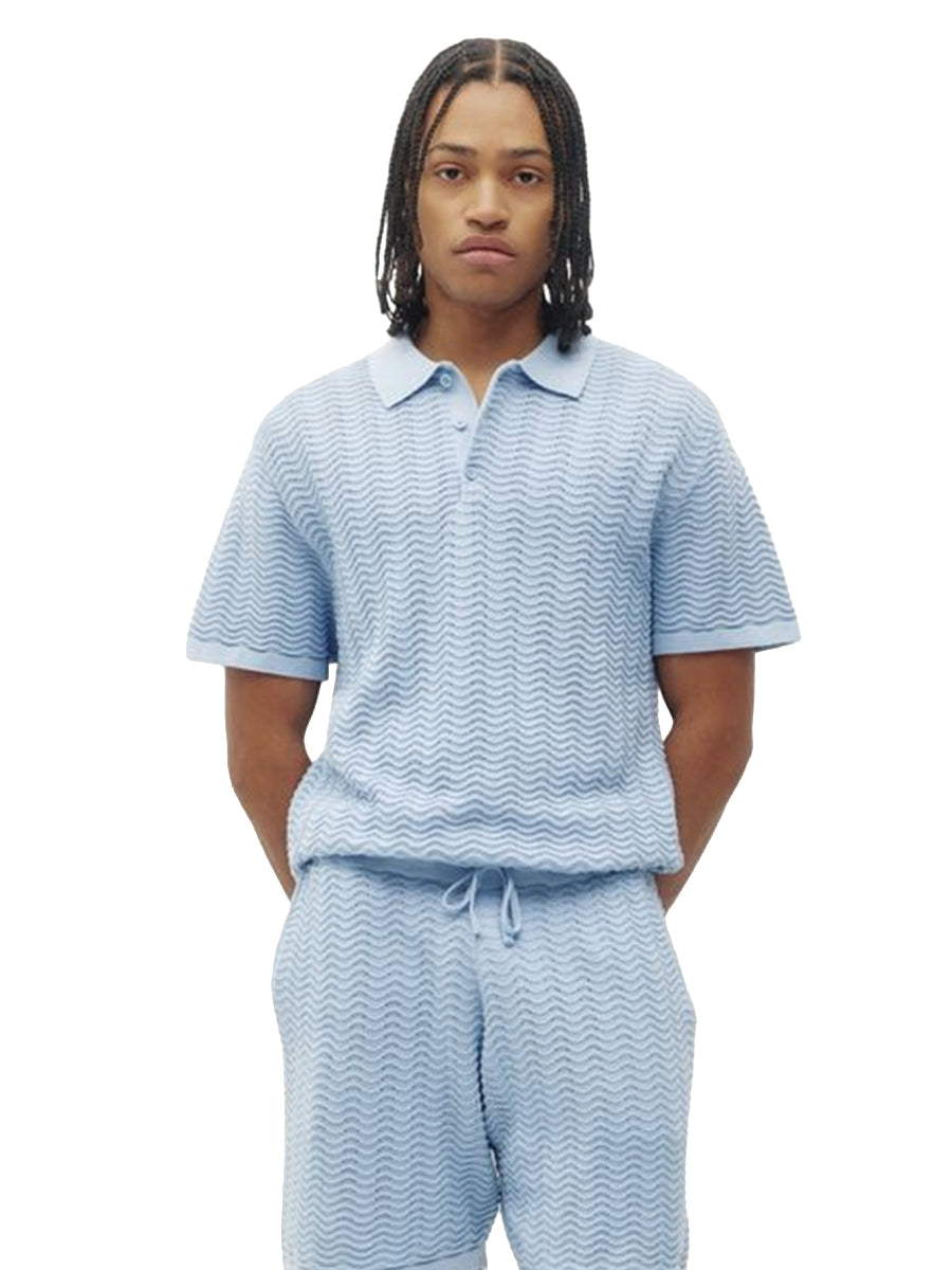 Wave Knit Polo - Rain-Washed Blue