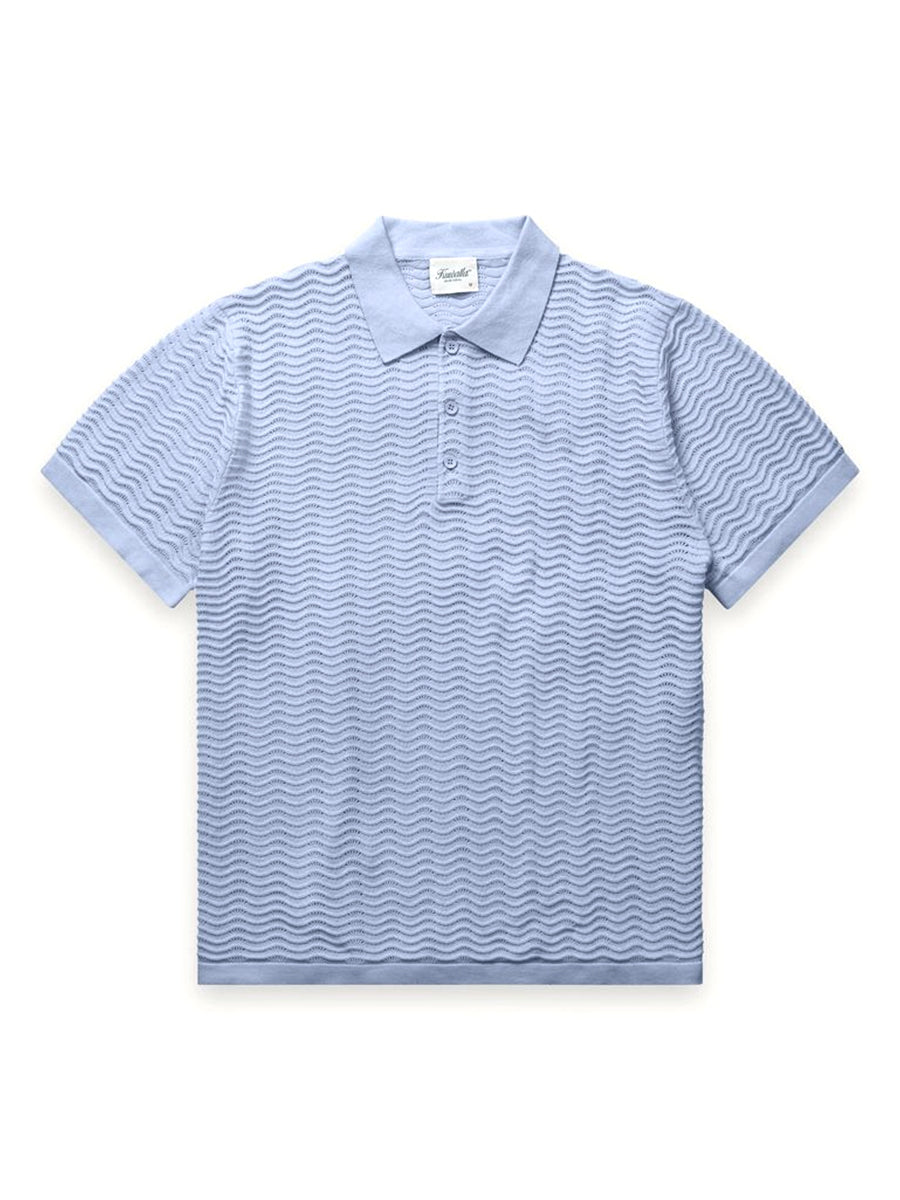 Wave Knit Polo - Rain-Washed Blue