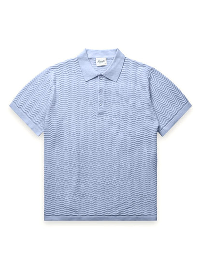 Wave Knit Polo - Rain-Washed Blue