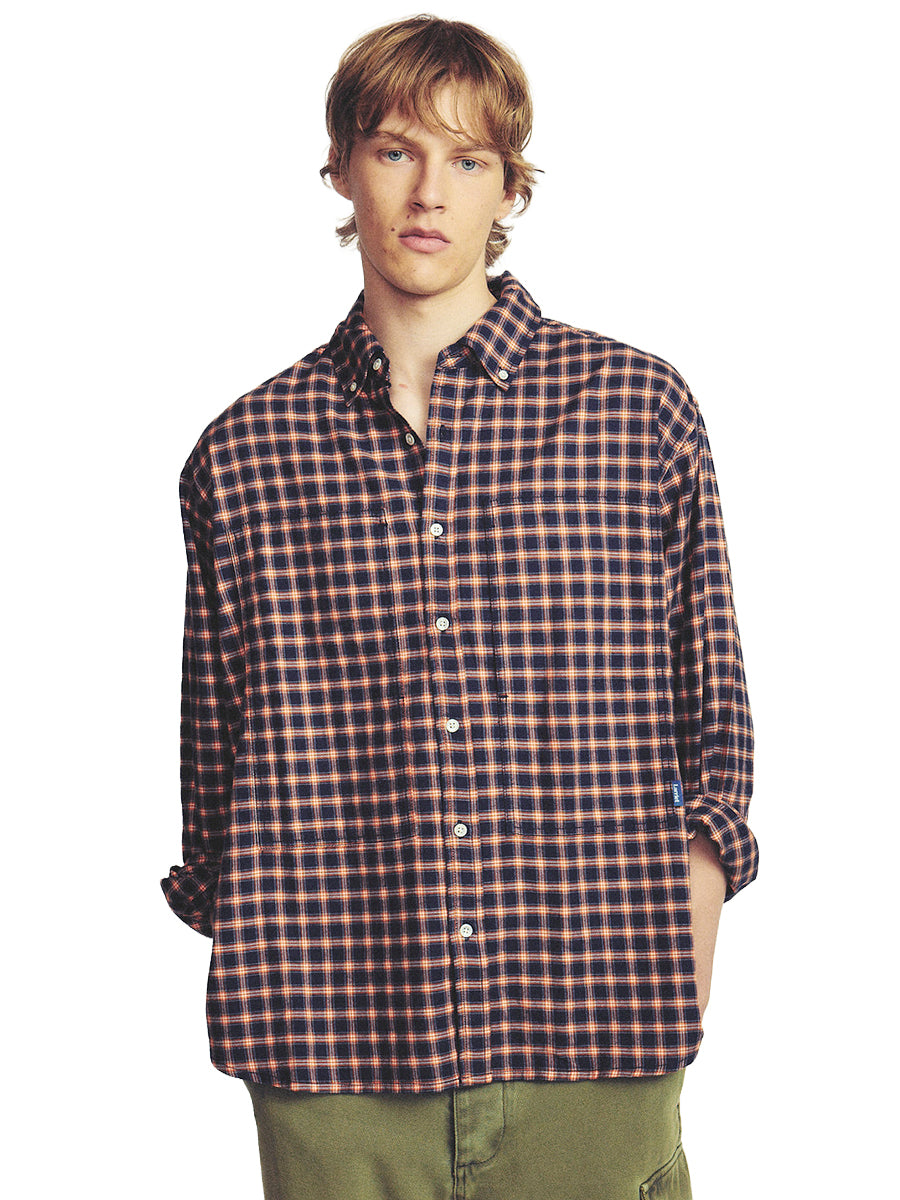 Grant Shirt - Navy & Red Plaid