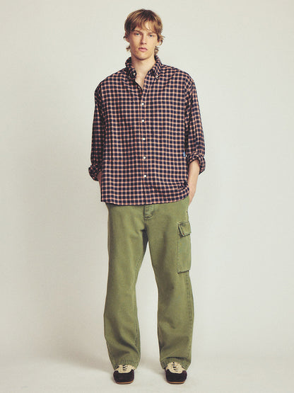 Grant Shirt - Navy & Red Plaid