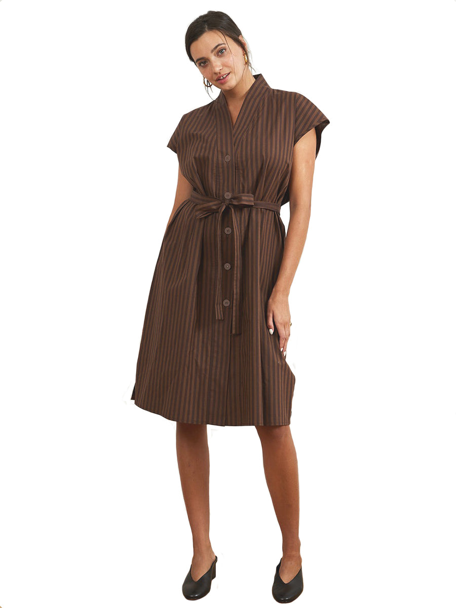 Tina Dress - Brown Stripe