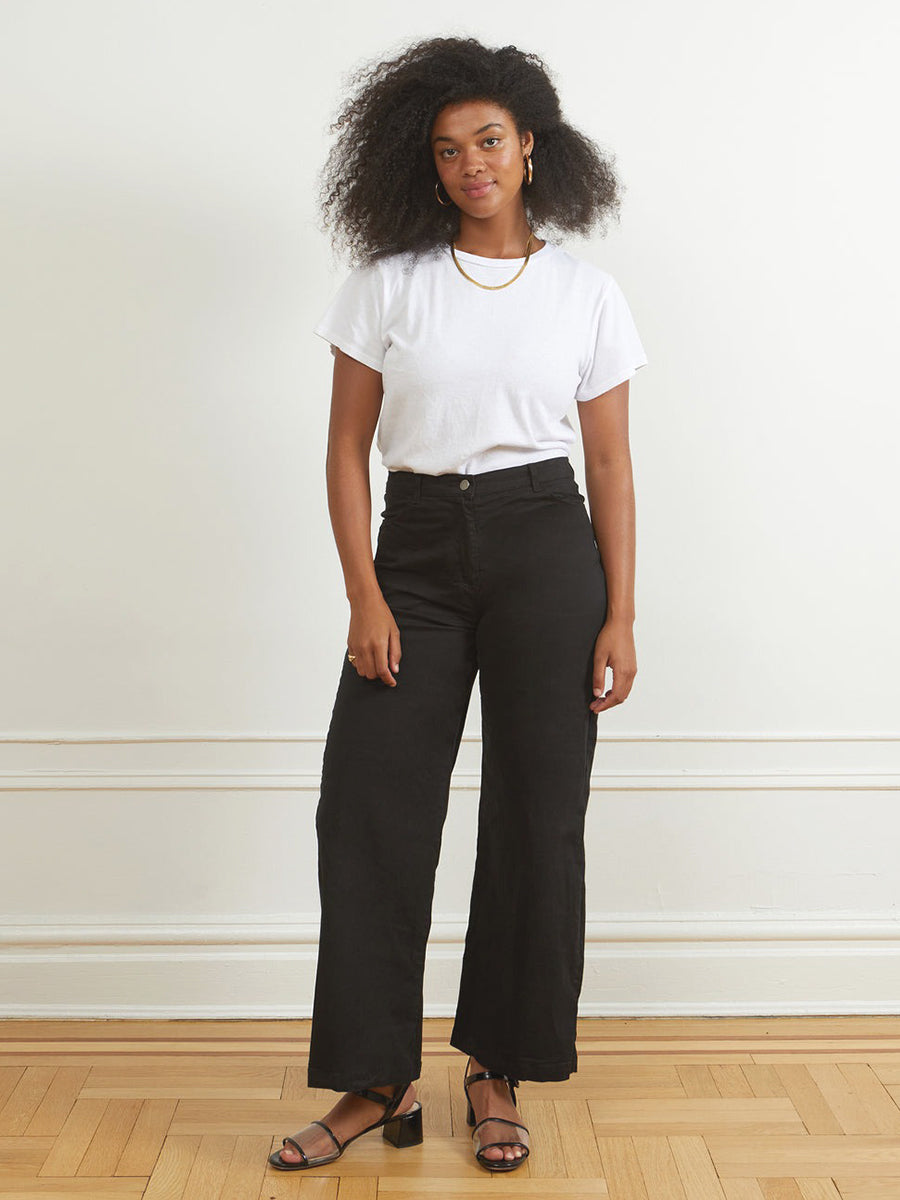 Toni Wide-Leg Ankle Pants - Black