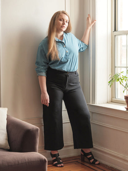 Toni Wide-Leg Ankle Pants - Black