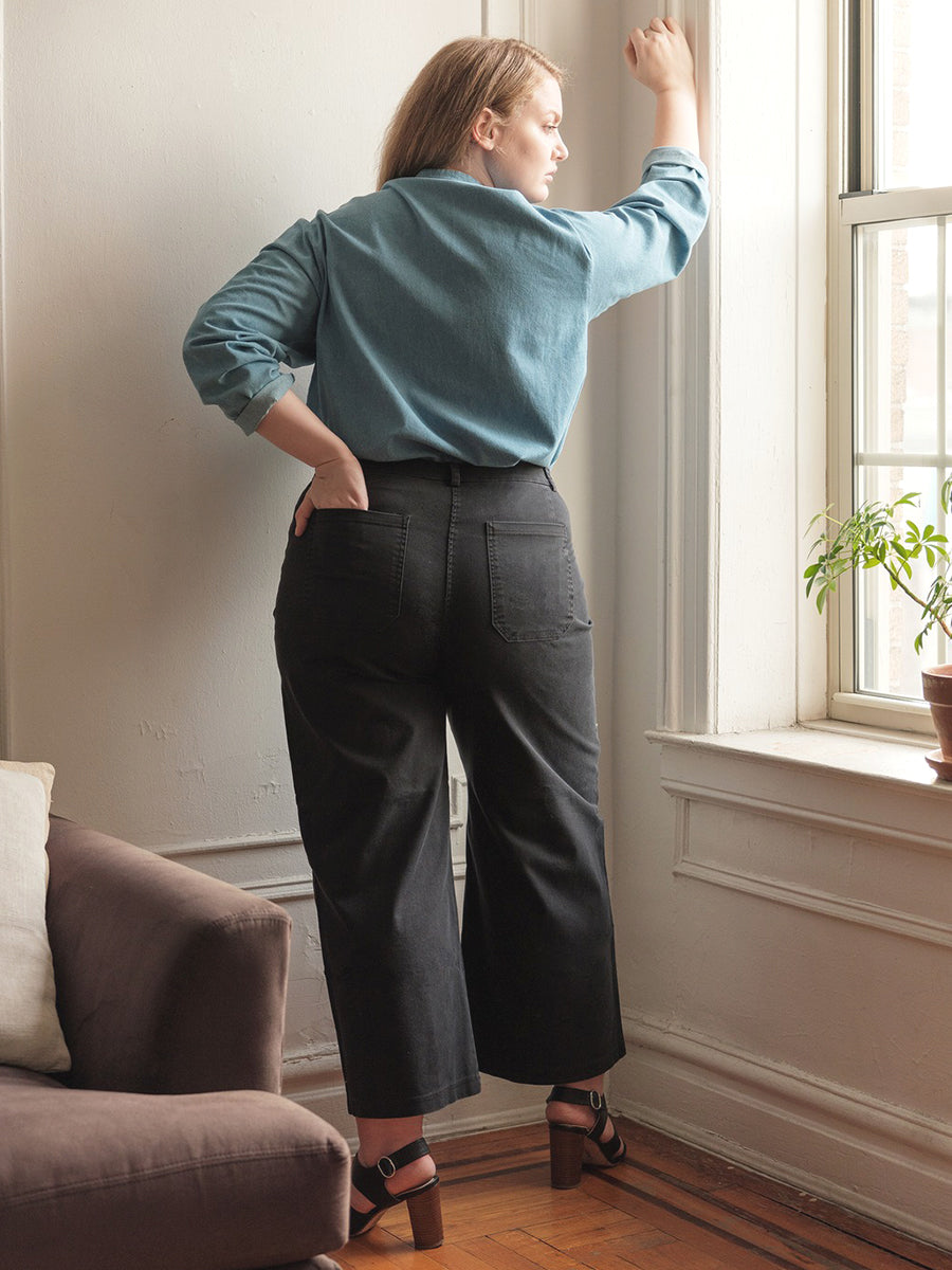Toni Wide-Leg Ankle Pants - Black