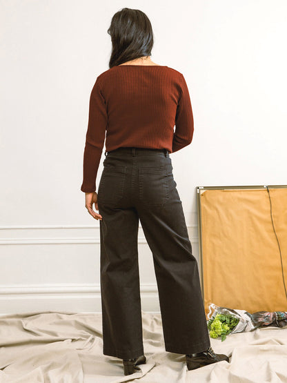 Toni Wide-Leg Ankle Pants - Black