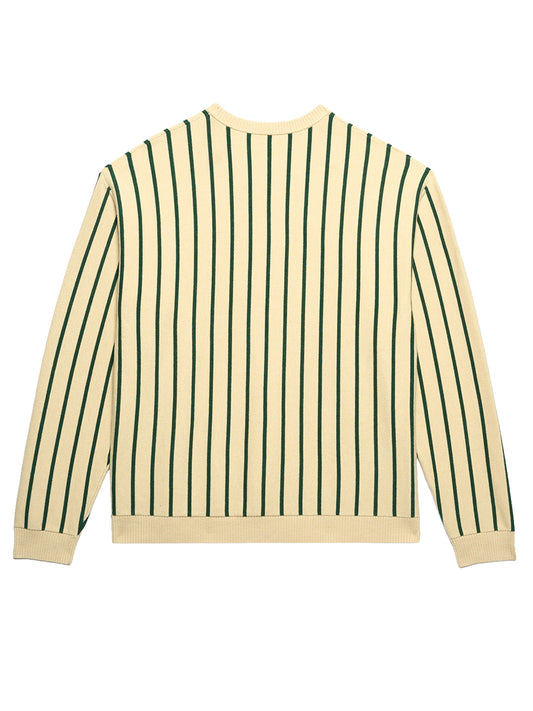 Emerald Stripe Knit Crew Sweater