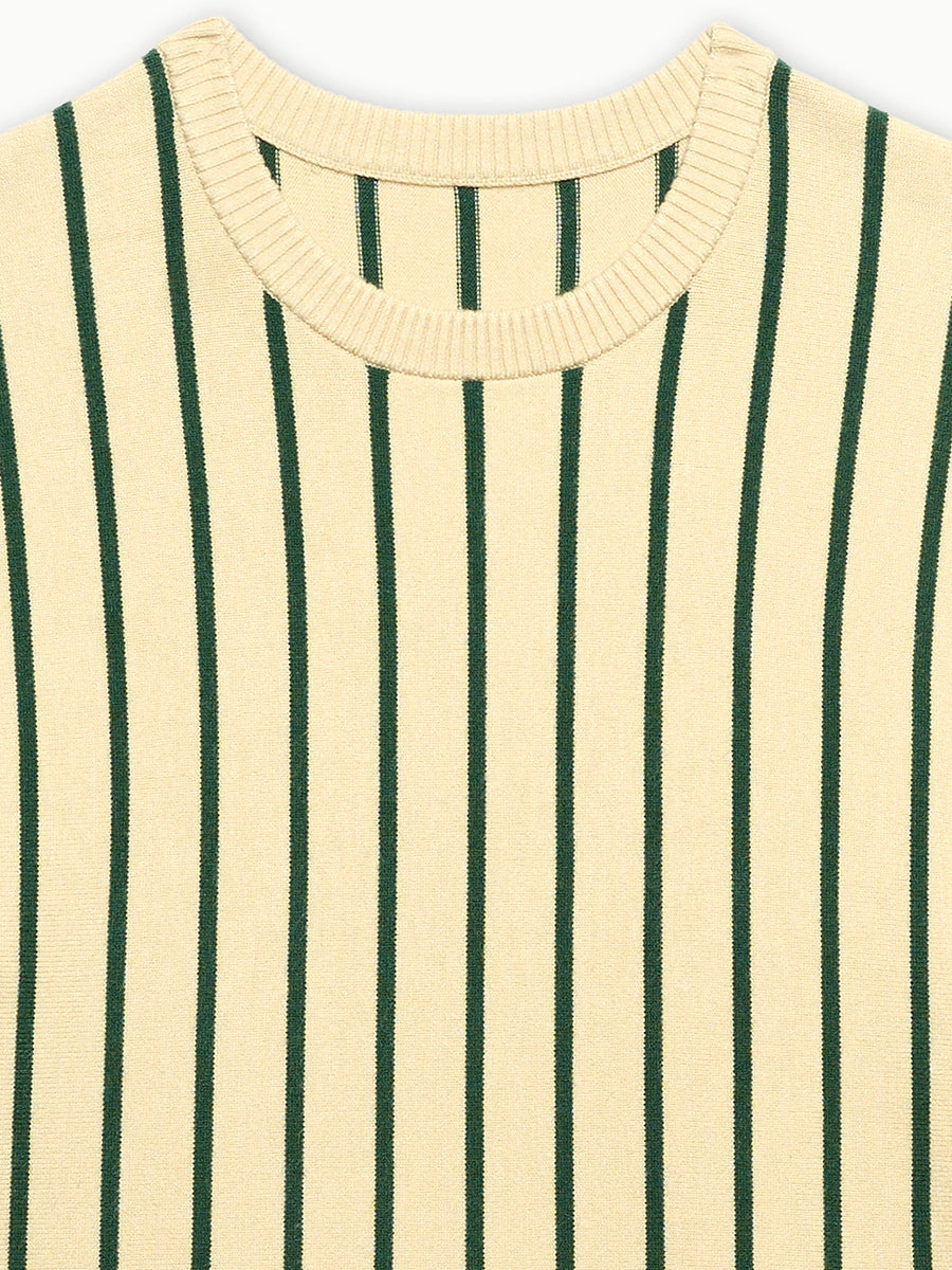 Emerald Stripe Knit Crew Sweater