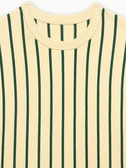Emerald Stripe Knit Crew Sweater