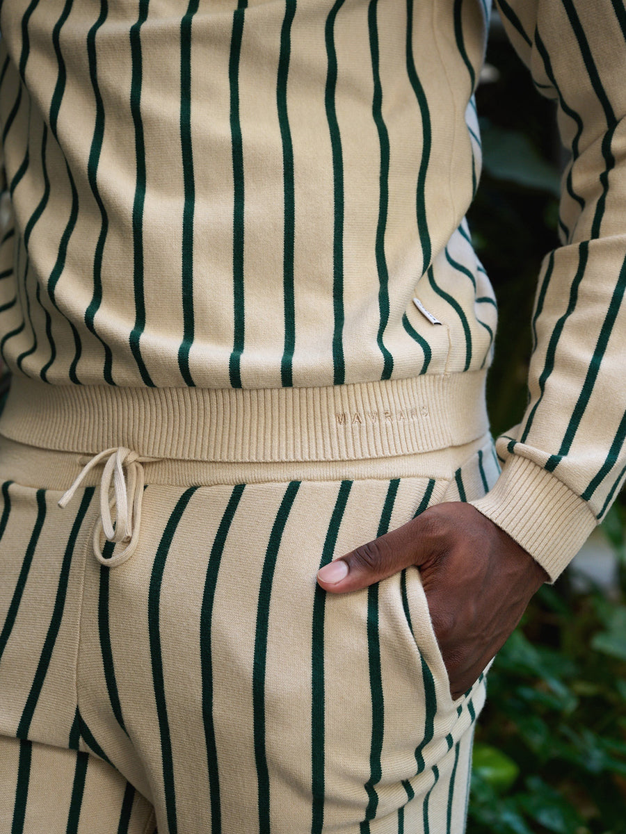 Emerald Stripe Knit Crew Sweater