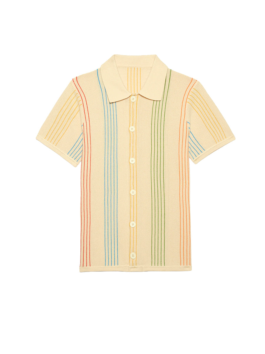 Sliced Knit Shirt - Beige