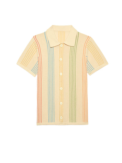 Sliced Knit Shirt - Beige