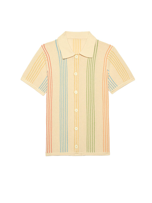 Sliced Knit Shirt - Beige