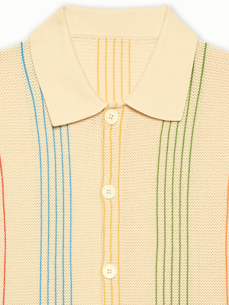 Sliced Knit Shirt - Beige