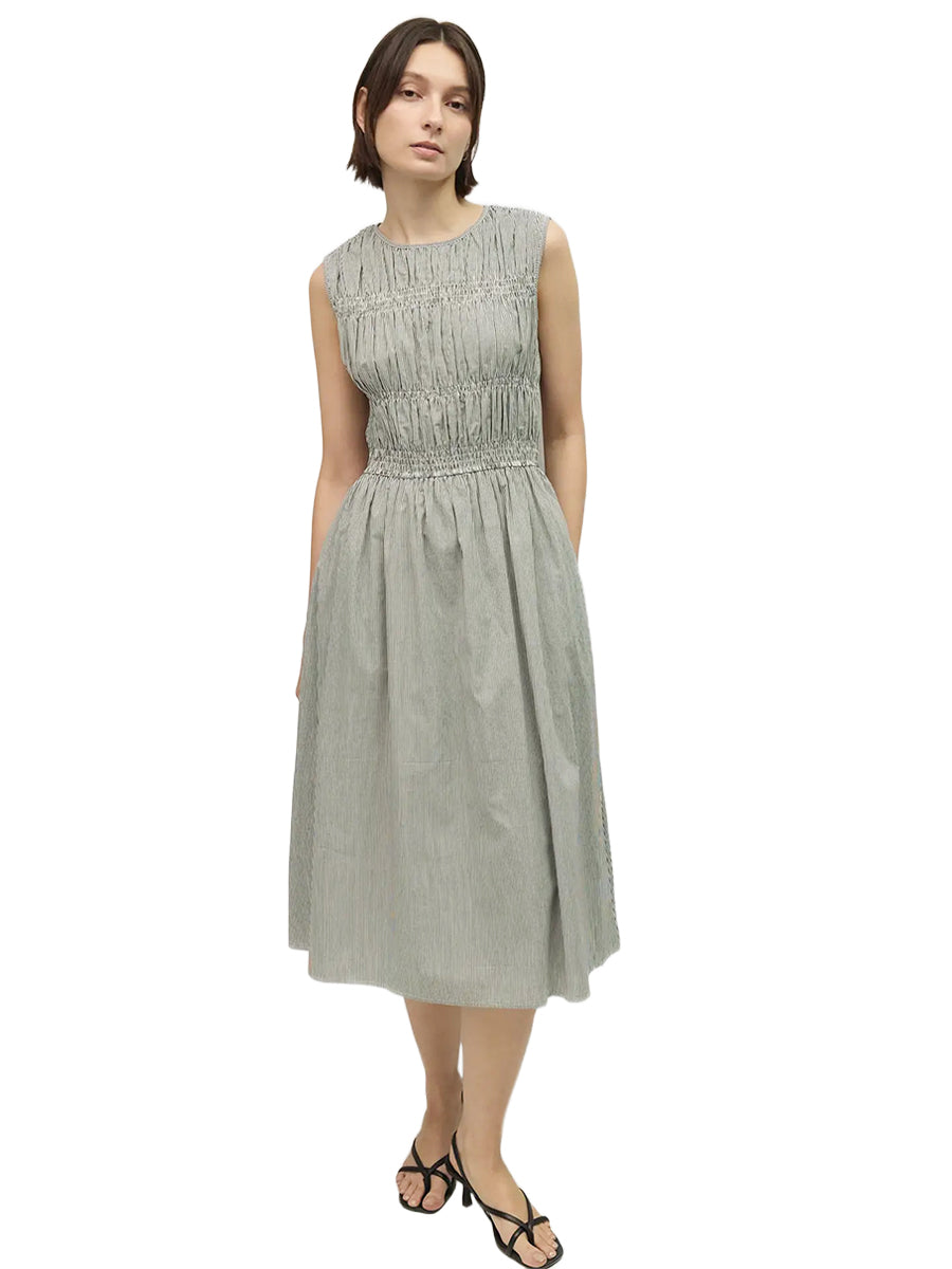 The Penny Smocked Dress - Black & White Stripe