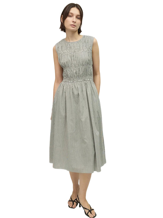 The Penny Smocked Dress - Black & White Stripe