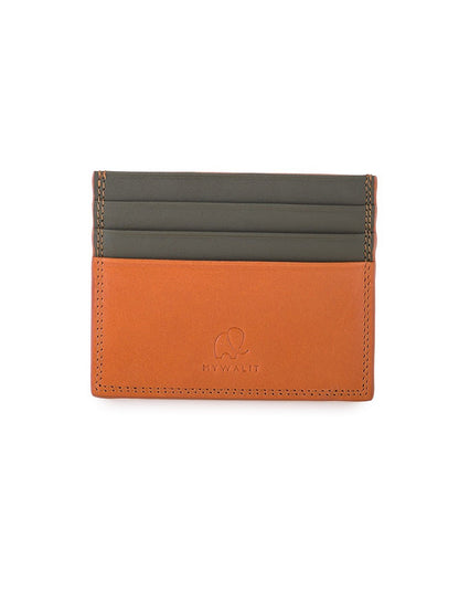 RFID Double-Sided Credit Card Holder - Tan & Olive