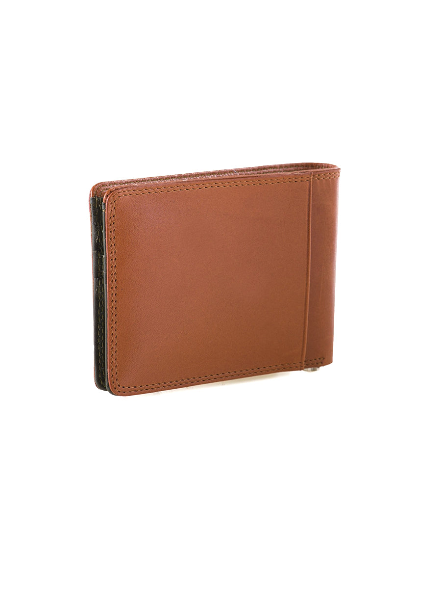 RFID Slim Money Clip Wallet - Tan & Olive