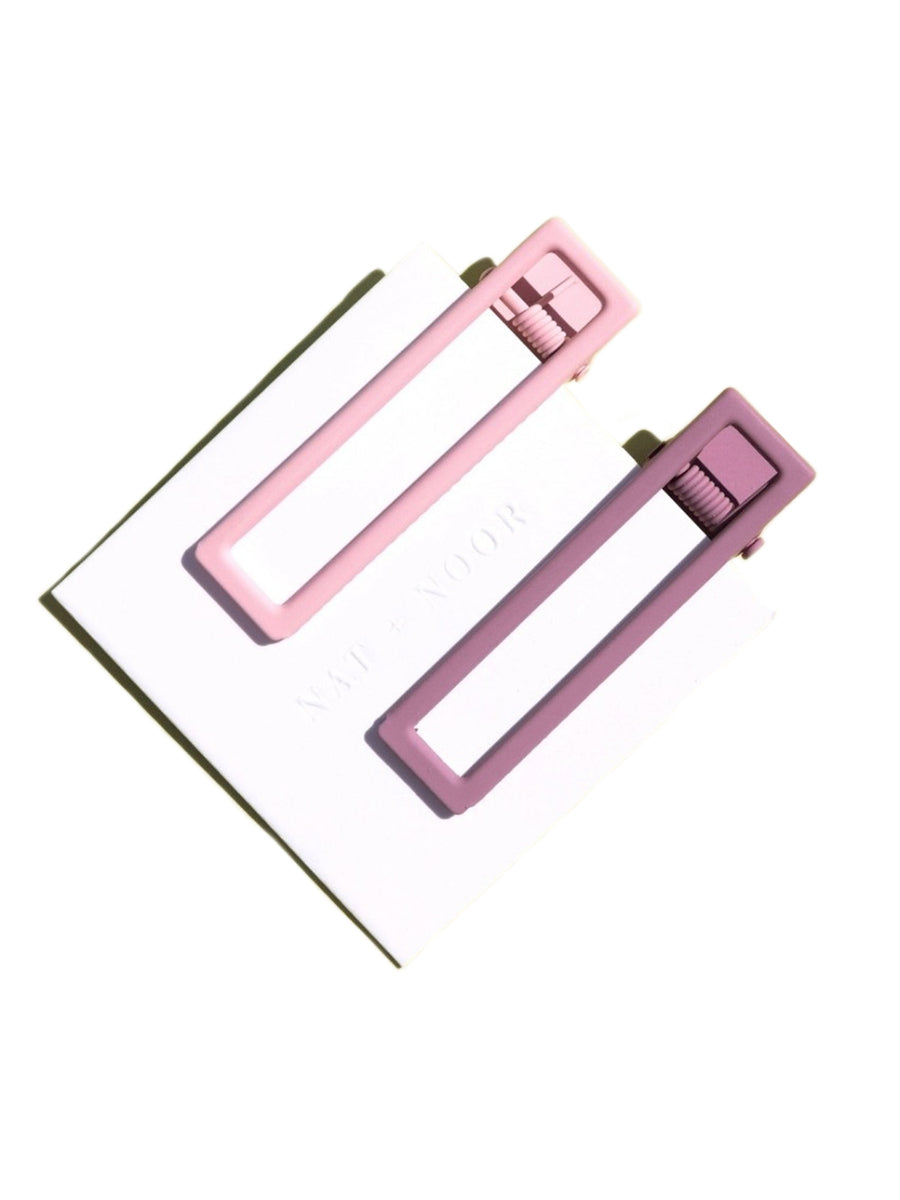 Lulu Hairclip Set - Mauve & Pink
