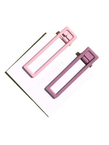 Lulu Hairclip Set - Mauve & Pink