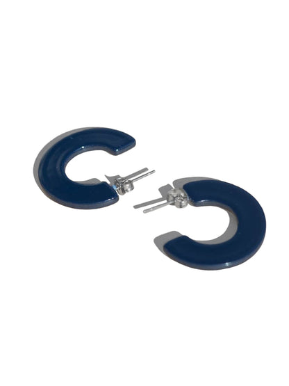 Ray Hoop Earrings - Navy