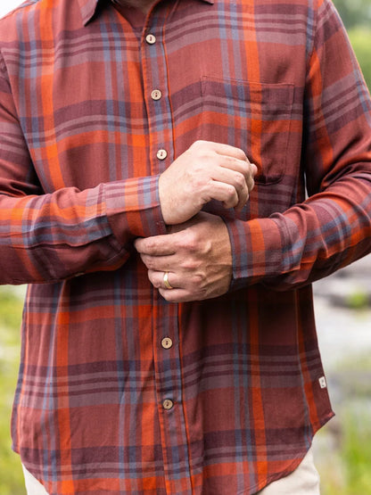 Autumn Spice Long Sleeve Shirt - Cinnamon & Blue Plaid