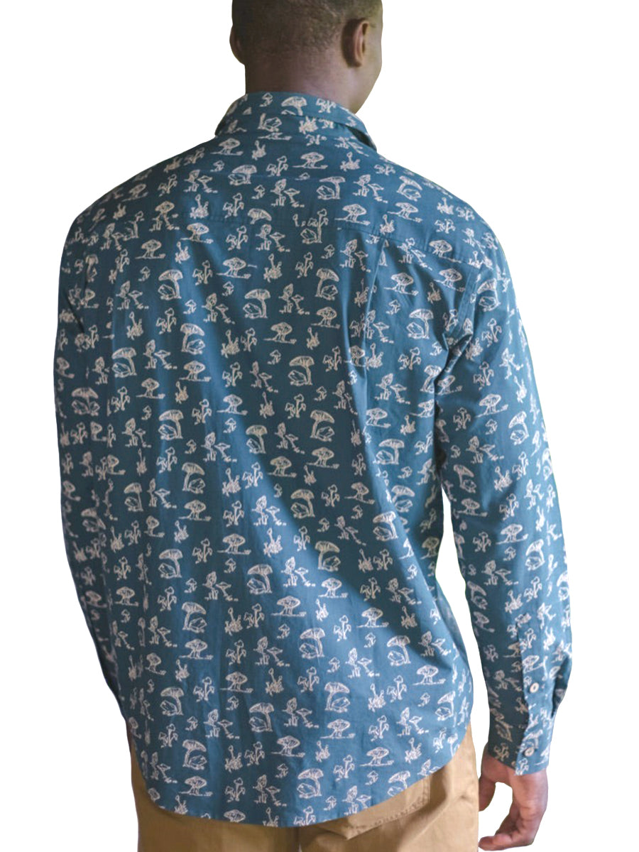 Magical Mushroom Long Sleeve Shirt - Green & White