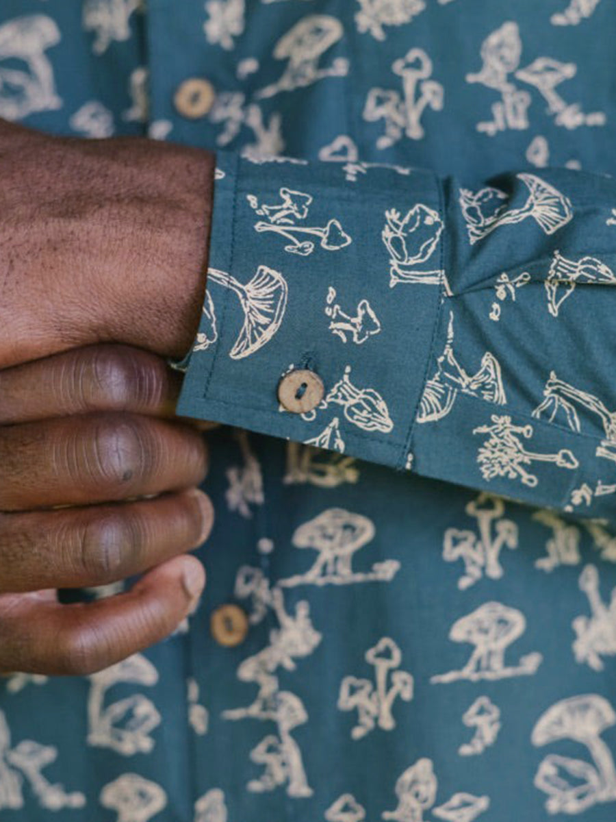 Magical Mushroom Long Sleeve Shirt - Green & White