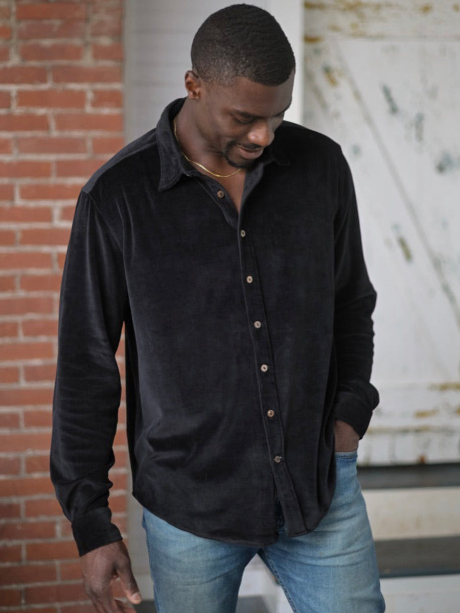 Midnight Velvet Shirt - Black