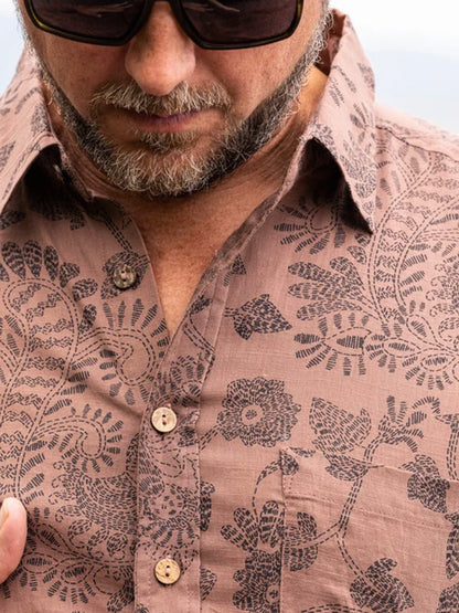 Mocha Java Long Sleeve Shirt - Mocha & Black