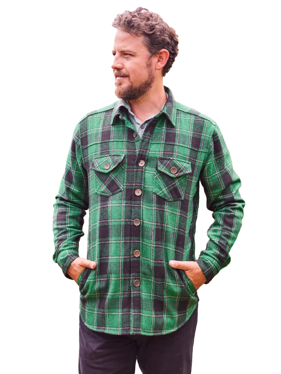 Mountain Trail Wool Shirt Jacket - Green, Black, & White