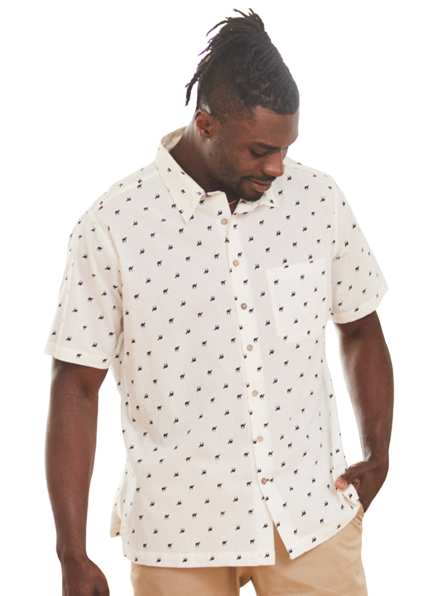 Pushkar Camel Short Sleeve Shirt - White