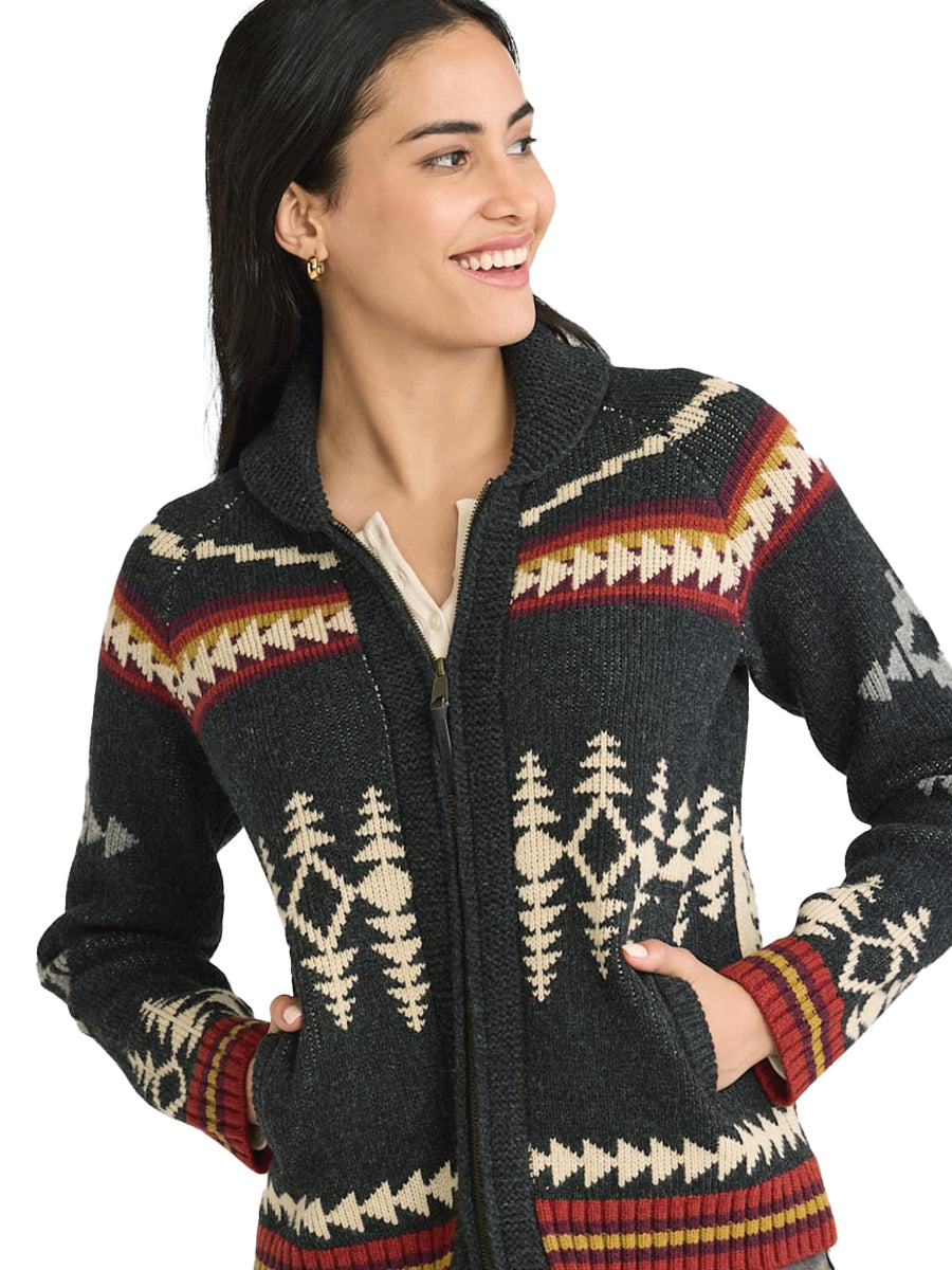 Alpine Lambswool Zip Cardigan - Black Multi