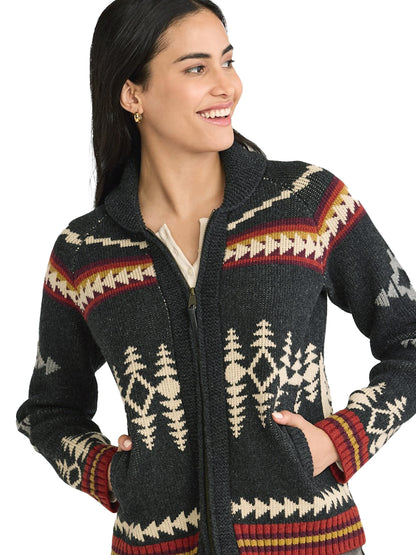 Alpine Lambswool Zip Cardigan - Black Multi