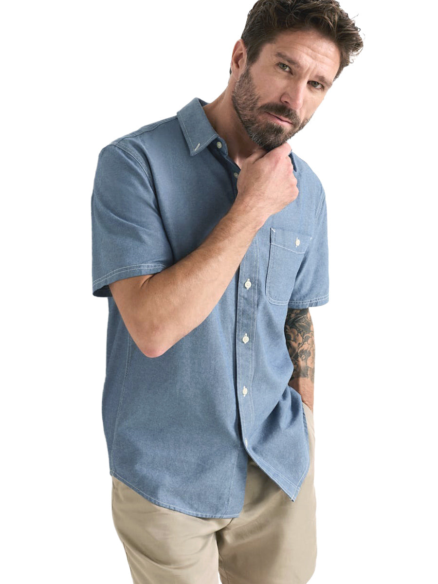 Bayside Button-Down Short Sleeve Shirt - Blue