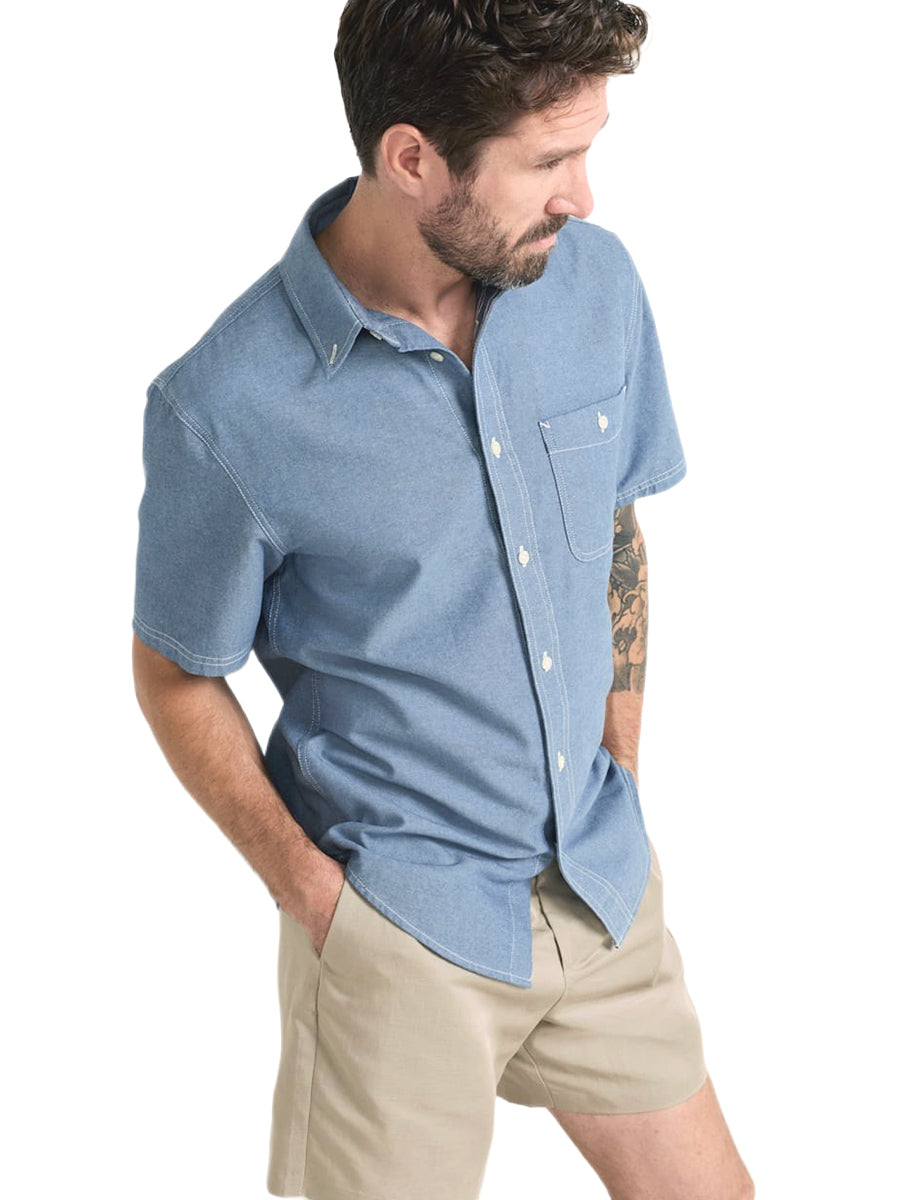 Bayside Button-Down Short Sleeve Shirt - Blue