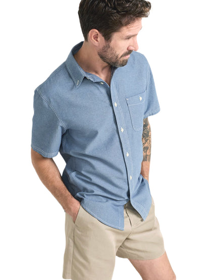 Bayside Button-Down Short Sleeve Shirt - Blue