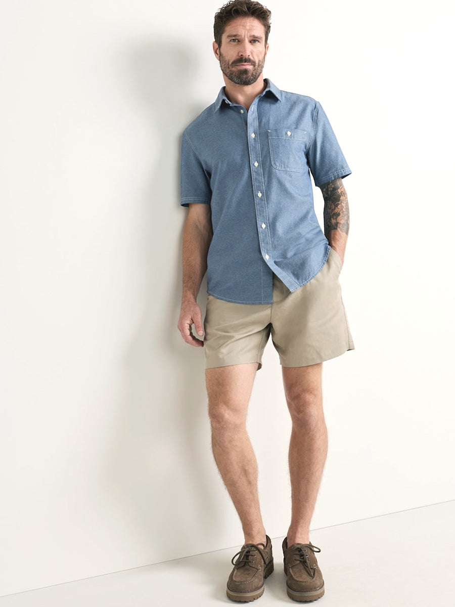 Bayside Button-Down Short Sleeve Shirt - Blue