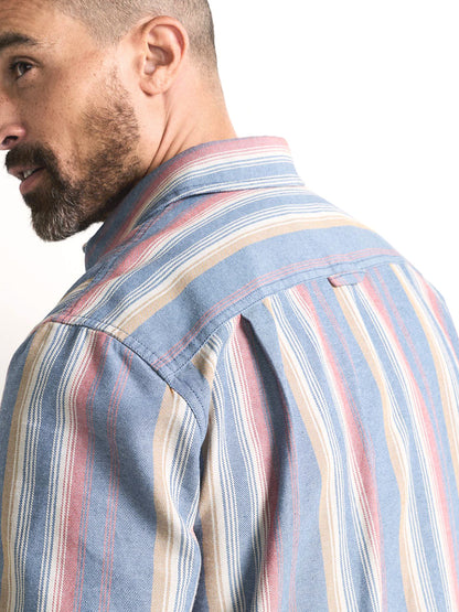 Bayside Button-Down Short Sleeve Shirt - Blue Multi Stripe