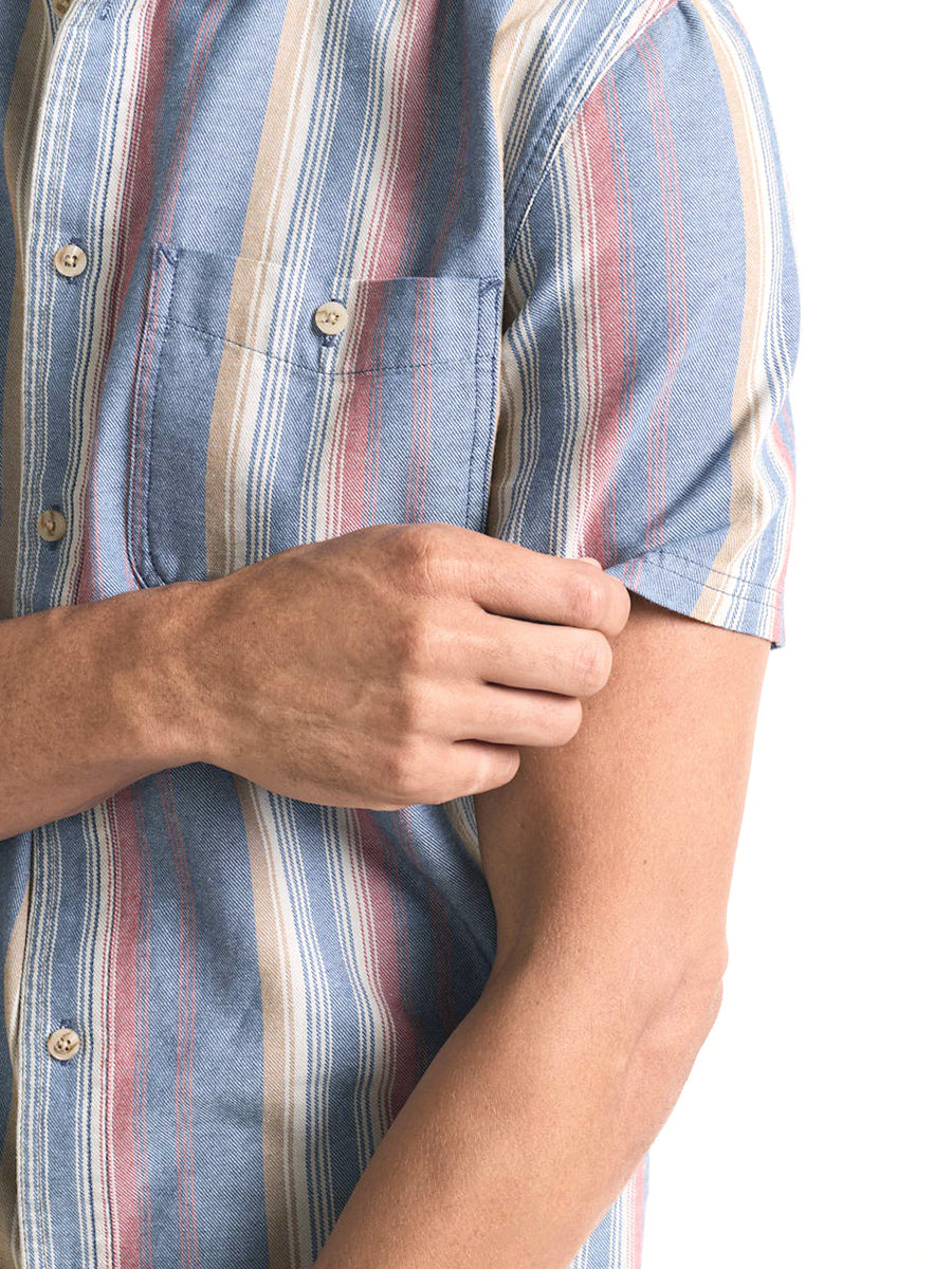 Bayside Button-Down Short Sleeve Shirt - Blue Multi Stripe