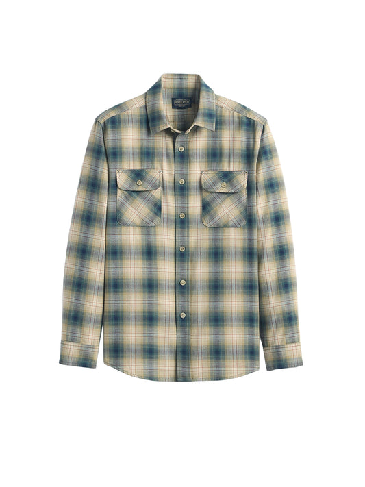 Beach Shack Shirt - Tan & Blue Plaid