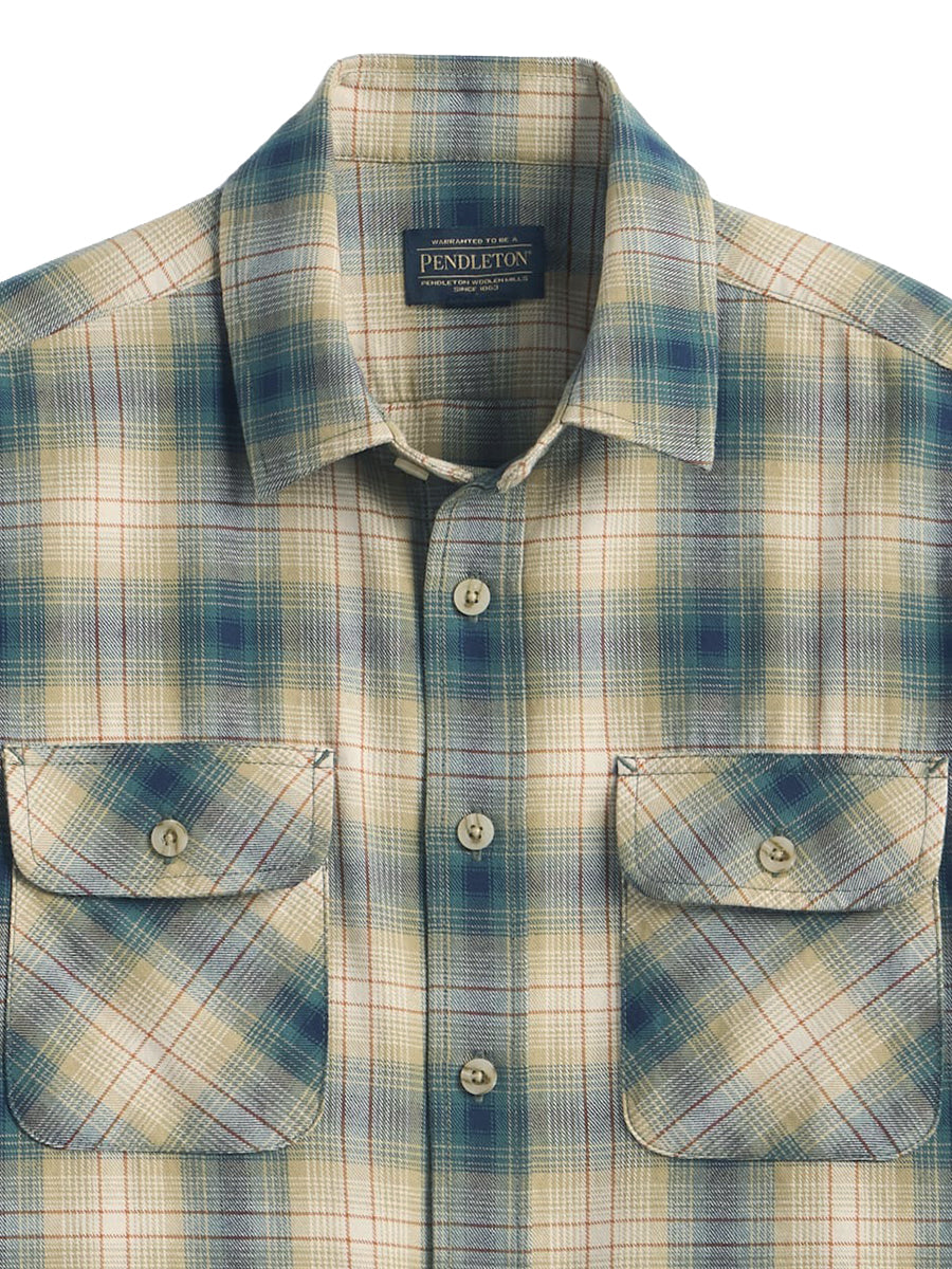 Beach Shack Shirt - Tan & Blue Plaid
