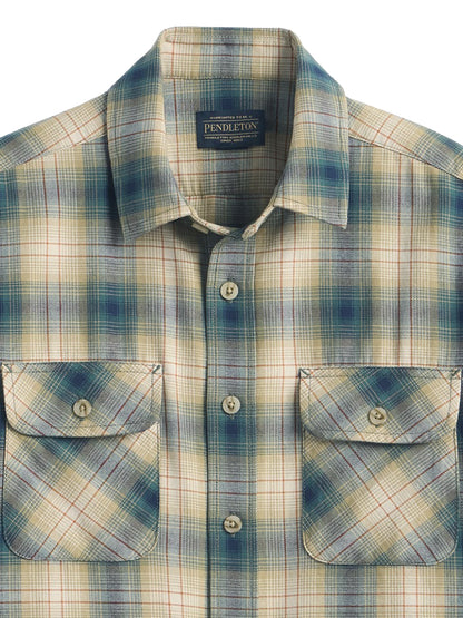 Beach Shack Shirt - Tan & Blue Plaid