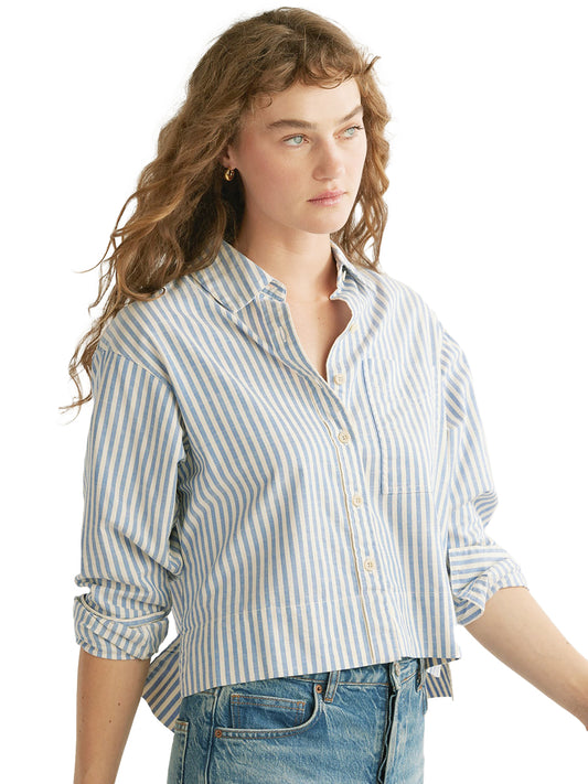Brentwood Oversized Shirt - Blue & Ivory Stripe