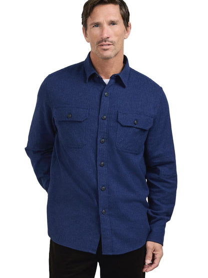 Burnside Flannel Shirt - Navy Donegal Heather